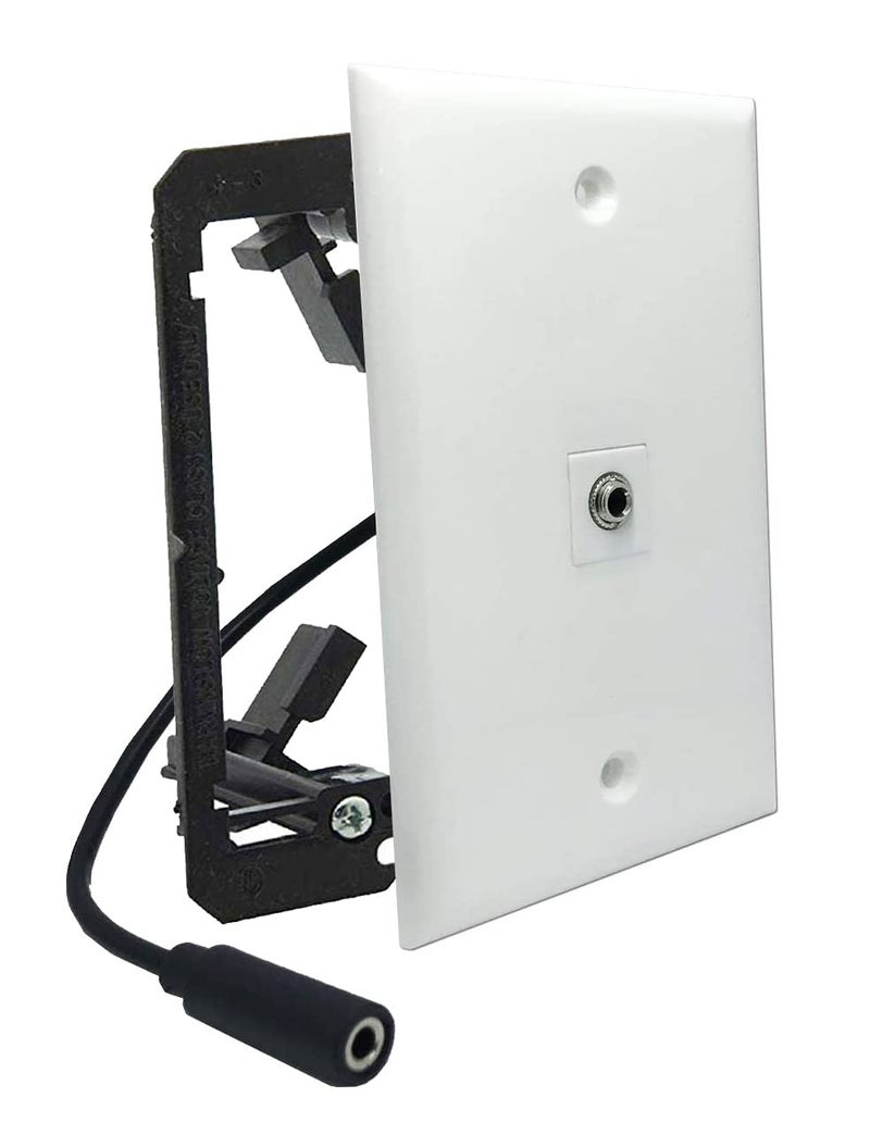 DIYTECH 3.5mm Stereo Headphone Wall Jack, Female to Female Audio Connectors, in-line Modular, with Extension Cable and Mounting Bracket, Aux Wall Plate - Image 1